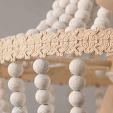 Regas Farmhouse Wooden Bead Chandelier 9 Light Wash White Pendant Lighting for Dining Room