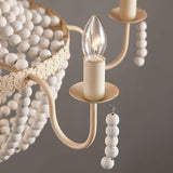 Regas Farmhouse Wooden Bead Chandelier 9 Light Wash White Pendant Lighting for Dining Room