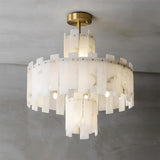 Regina Modern Alabaster Stone Chandelier with Brass Details and Piano Key Design