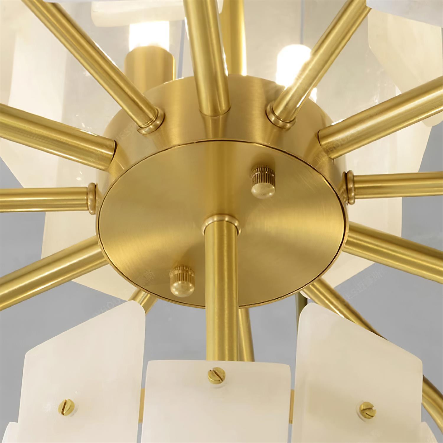Regina Modern Alabaster Stone Chandelier with Brass Details and Piano Key Design