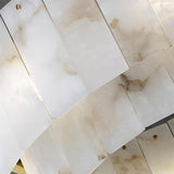 Regina Modern Alabaster Stone Chandelier with Brass Details and Piano Key Design