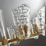 Renato Art Deco Brass Chandelier with Faceted Horn Glass Pendant Lighting for Modern Interiors
