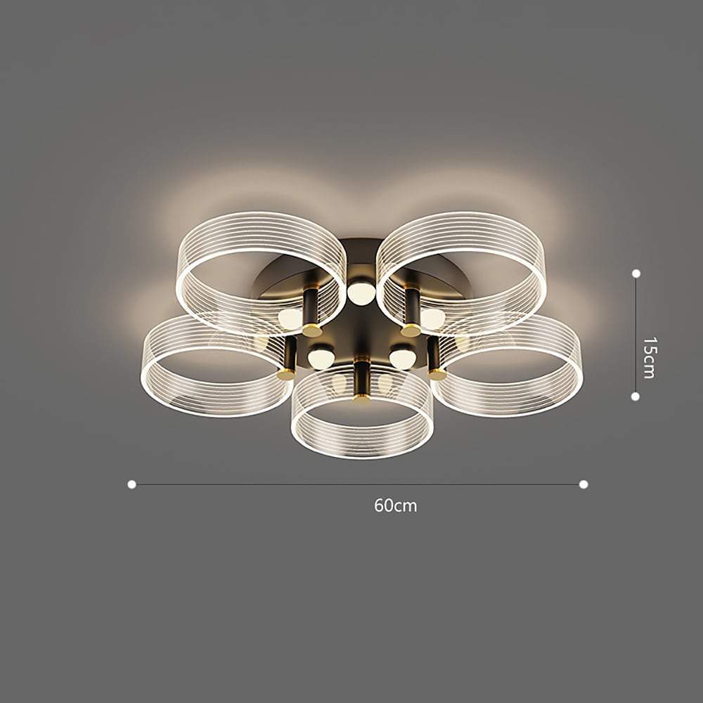 Modern Geometric Circles LED Flush Mount Ceiling Light for Contemporary Living Room