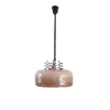 Retractable Glass Pendant Lamp with Tinted Dome Shade and Adjustable Metallic Structure