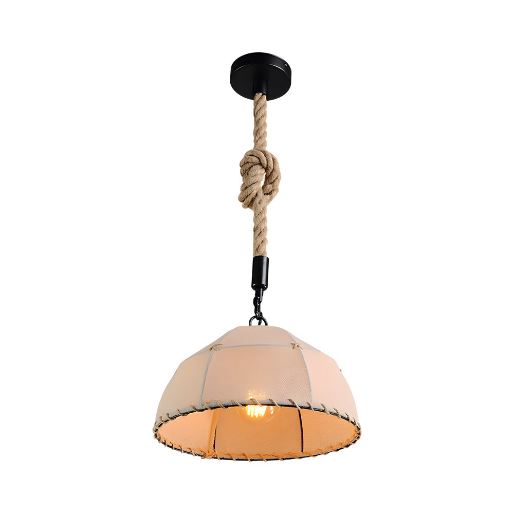 Retro American Style Linen Fabric Pendant Light Rustic Hemp Rope Chandelier for Dining Room