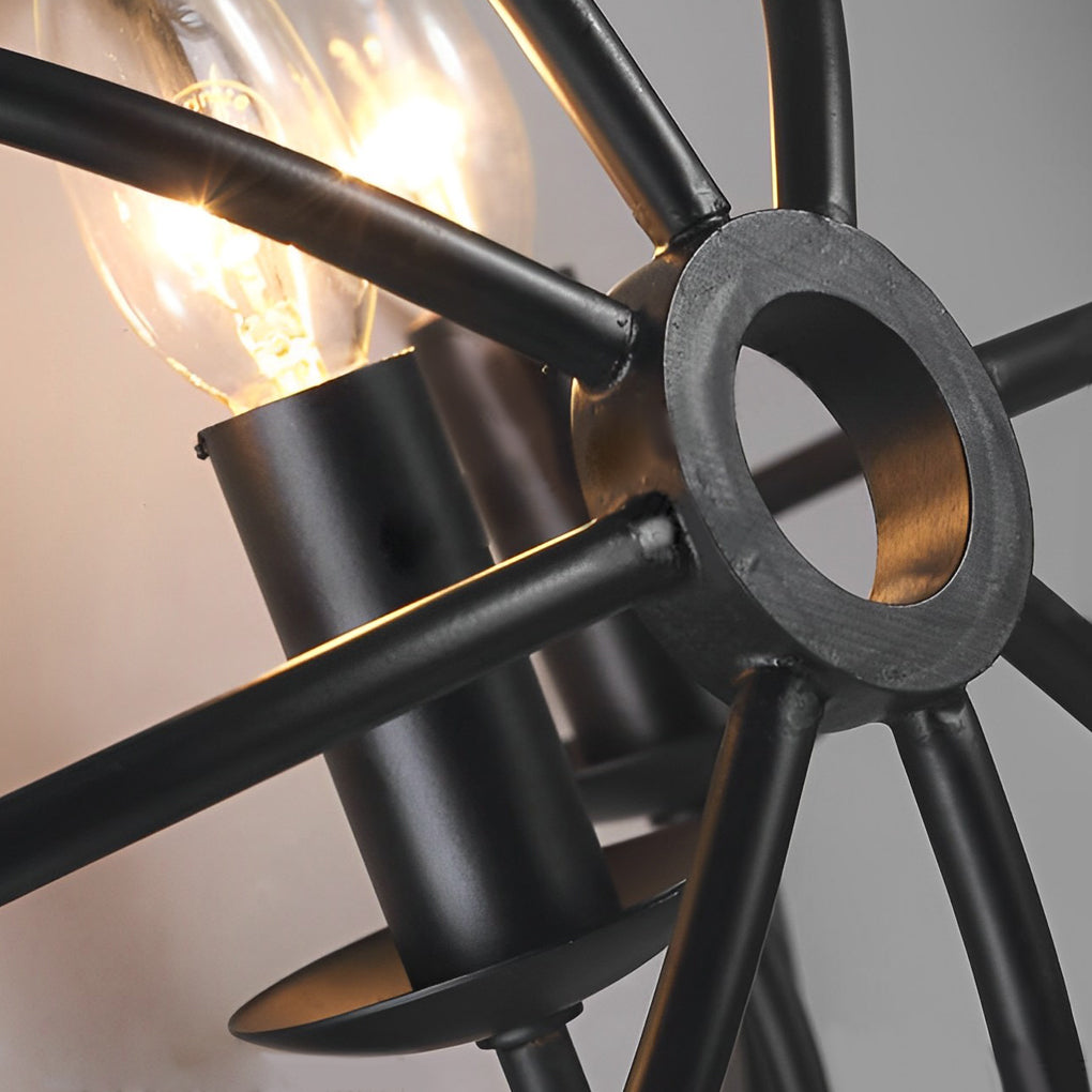 Retro Black Hemispherical Iron Wall Sconce Industrial 3 Light Candlelight Fixture