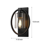 Retro Black Industrial Iron and Glass Wall Sconce with Tungsten Bulb for Bathroom Vanity Lighting