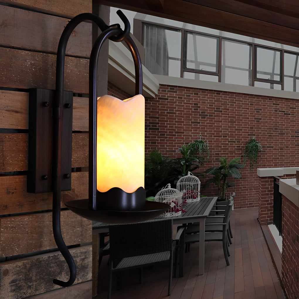 Retro Black Iron Candlestick LED Wall Sconce Vintage American Style Hallway Lighting