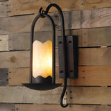 Retro Black Iron Candlestick LED Wall Sconce Vintage American Style Hallway Lighting