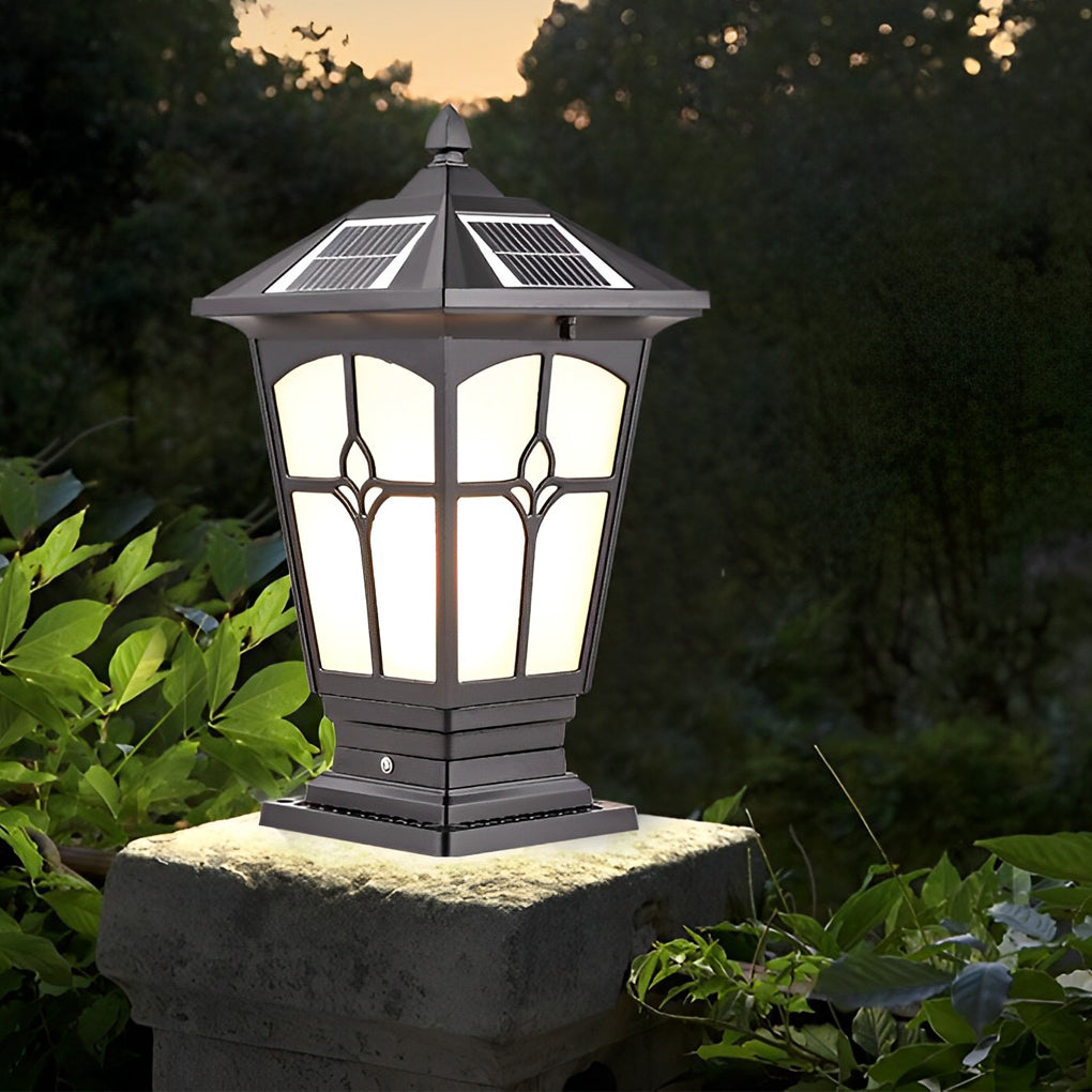 Retro Brown Aluminum Outdoor Solar Post Cap Light Waterproof LED Pillar Lamp for Fence and Garden