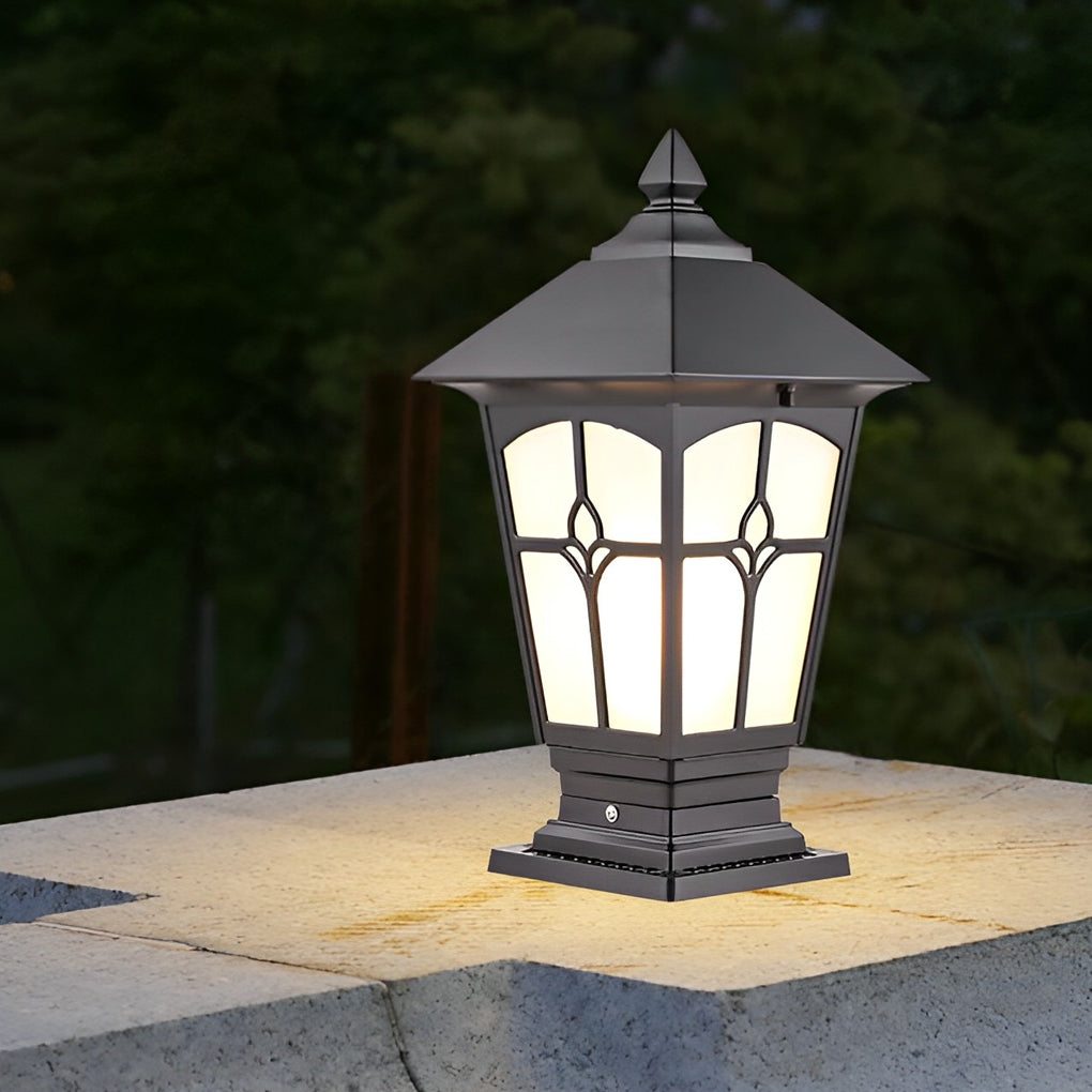 Retro Brown Aluminum Outdoor Solar Post Cap Light Waterproof LED Pillar Lamp for Fence and Garden