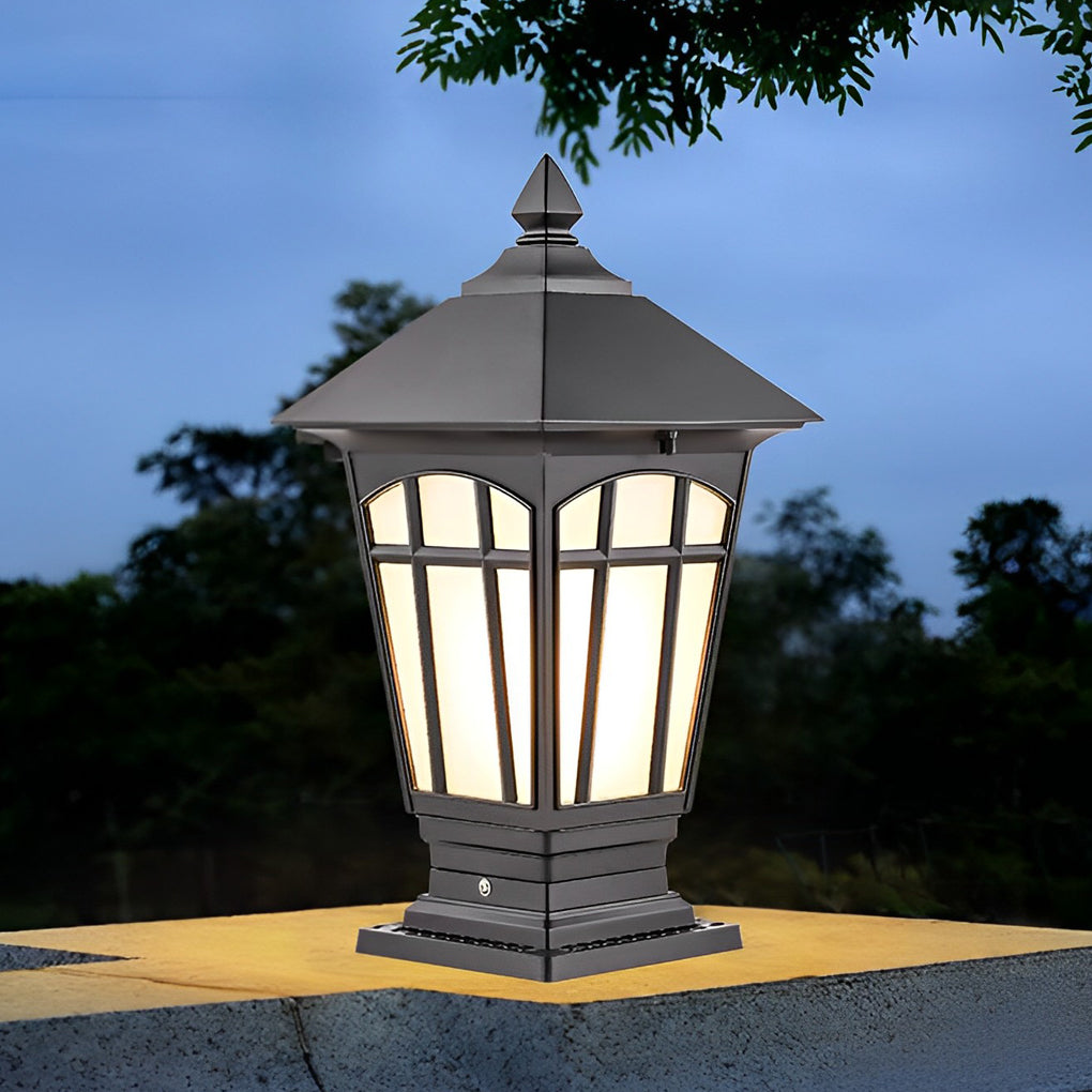 Retro Brown Aluminum Outdoor Solar Post Cap Light Waterproof LED Pillar Lamp for Fence and Garden