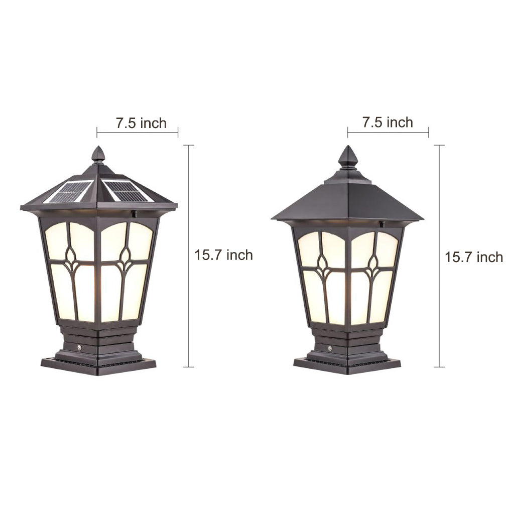 Retro Brown Aluminum Outdoor Solar Post Cap Light Waterproof LED Pillar Lamp for Fence and Garden