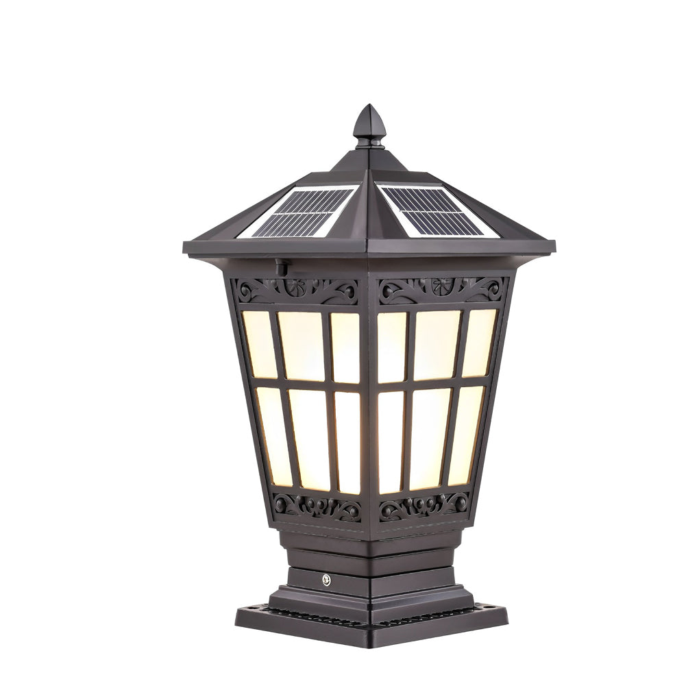 Retro Brown Aluminum Outdoor Solar Post Cap Light Waterproof LED Pillar Lamp for Fence and Garden
