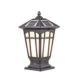 Retro Brown Aluminum Outdoor Solar Post Cap Light Waterproof LED Pillar Lamp for Fence and Garden
