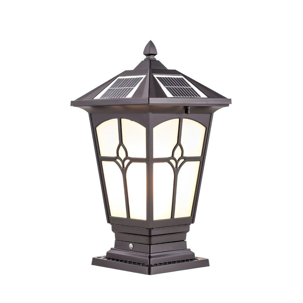 Retro Brown Aluminum Outdoor Solar Post Cap Light Waterproof LED Pillar Lamp for Fence and Garden