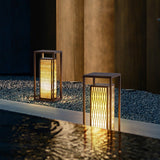 Retro Brown Asian Style Waterproof Outdoor Landscape Lantern Stainless Steel Courtyard Pillar Light