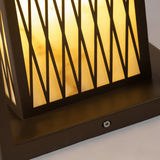 Retro Brown Asian Style Waterproof Outdoor Landscape Lantern Stainless Steel Courtyard Pillar Light