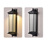 Retro Brown Solar Outdoor Wall Sconce with Striped Glass Shade for Garden Decor