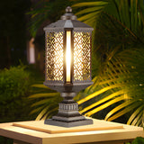 Retro Die Cast Aluminum Outdoor Post Light Waterproof Antique Brass Fence Column Lamp