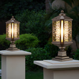 Retro Die Cast Aluminum Outdoor Post Light Waterproof Antique Brass Fence Column Lamp