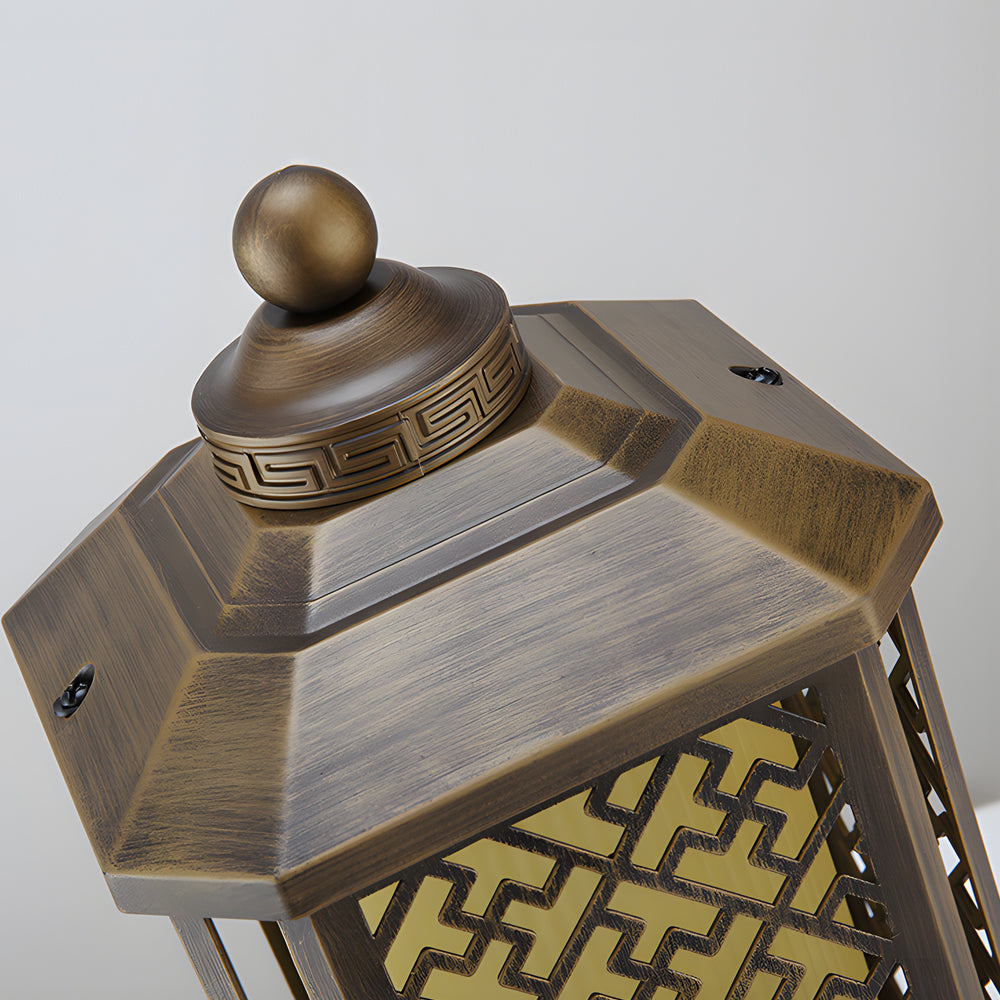 Retro Die Cast Aluminum Outdoor Post Light Waterproof Antique Brass Fence Column Lamp