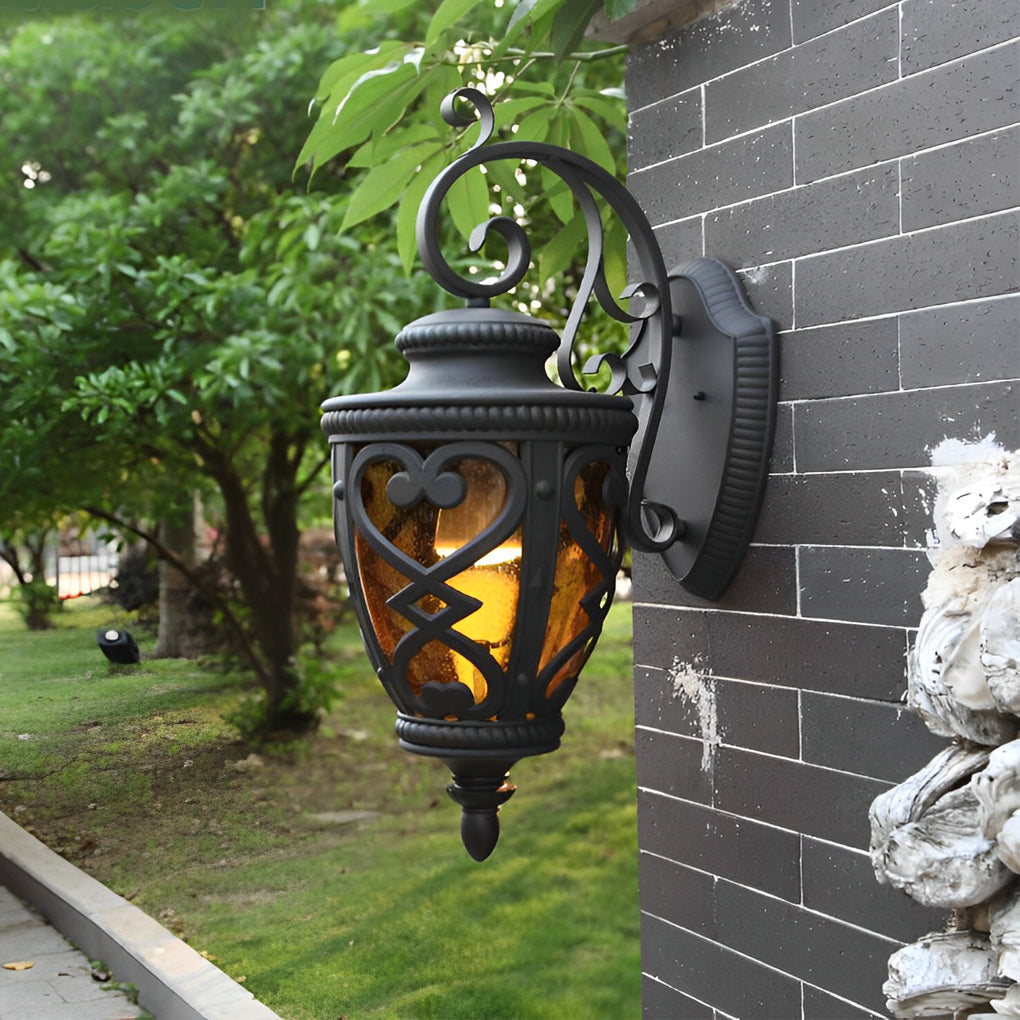 Retro Die Cast Aluminum Outdoor Wall Sconce with Bubble Glass Shade for Patio and Porch Lighting