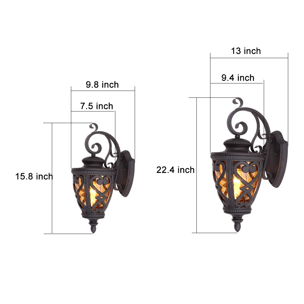 Retro Die Cast Aluminum Outdoor Wall Sconce with Bubble Glass Shade for Patio and Porch Lighting