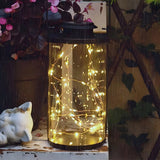 Retro Glass Cylinder Solar Lanterns with 50 LED Firefly Lights for Outdoor Garden and Patio Decor