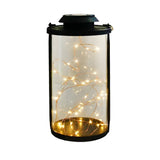 Retro Glass Cylinder Solar Lanterns with 50 LED Firefly Lights for Outdoor Garden and Patio Decor