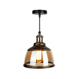 Retro Green Bronze Glass Pendant Light Vintage Industrial Small Chandelier for Dining Room and Bedroom
