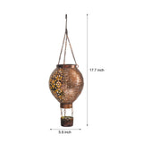 Retro Hot Air Balloon Solar Lantern Hanging Metal Garden Light Outdoor Decorative Lamp