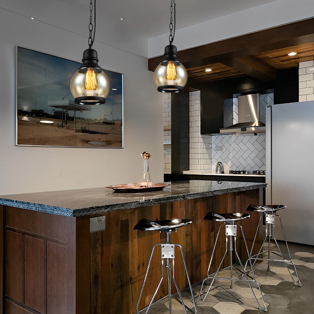 Retro Industrial Brown Glass Bottle Pendant Light Creative Vintage Chandelier Lighting