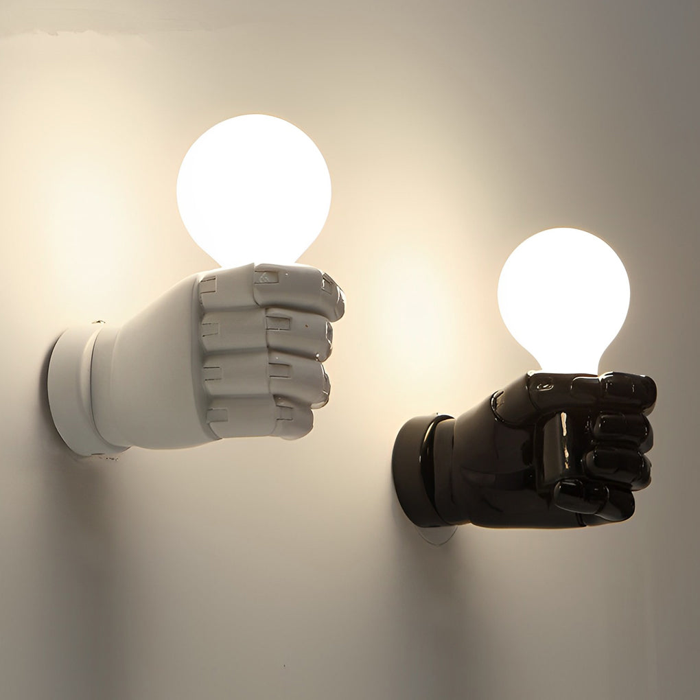 Retro Industrial Fist Hand Wall Sconce Resin Decorative Wall Lamp for Porch Hallway and Stairs