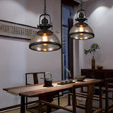 Retro Industrial Glass Bowl Pendant Light Antique Iron Hanging Ceiling Lamp for Kitchen Island