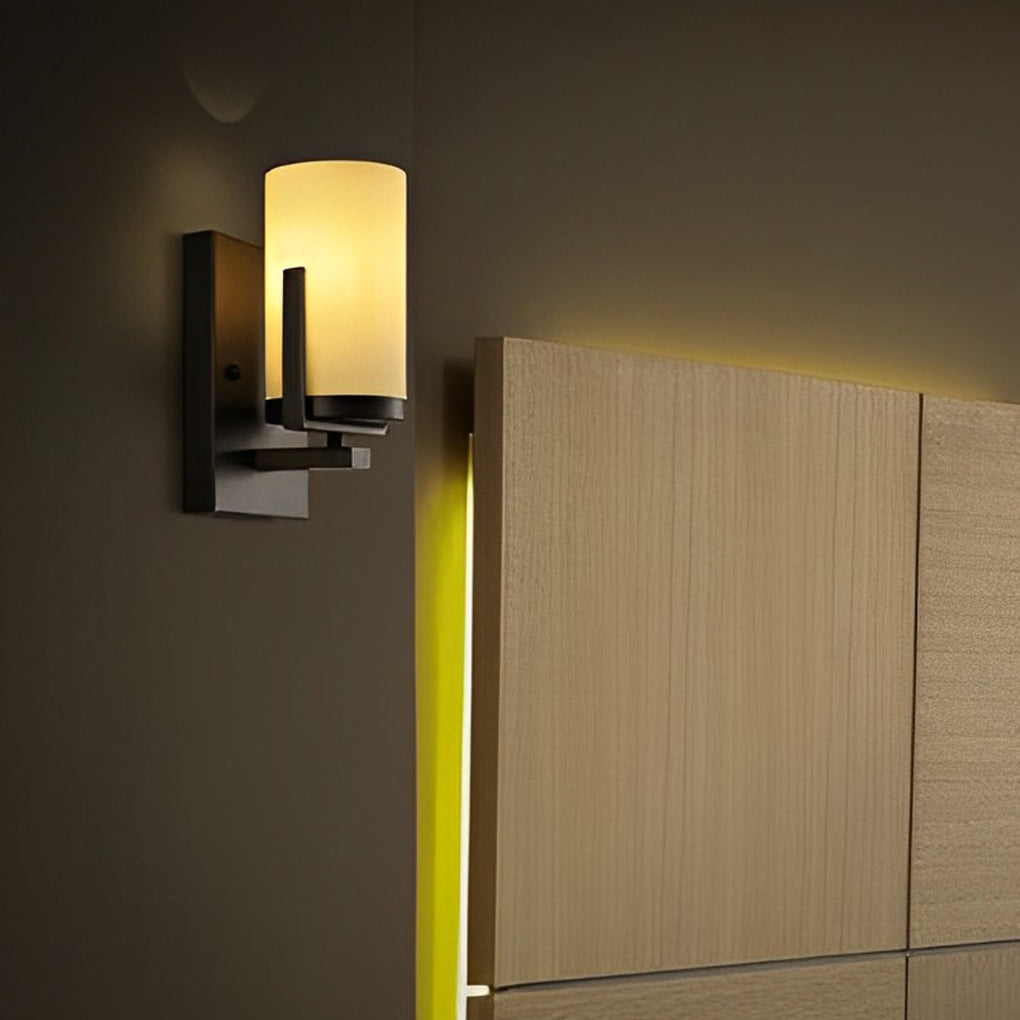 Retro Industrial Glass Candlestick Wall Sconce 5W LED Bedside Aisle Light in Black