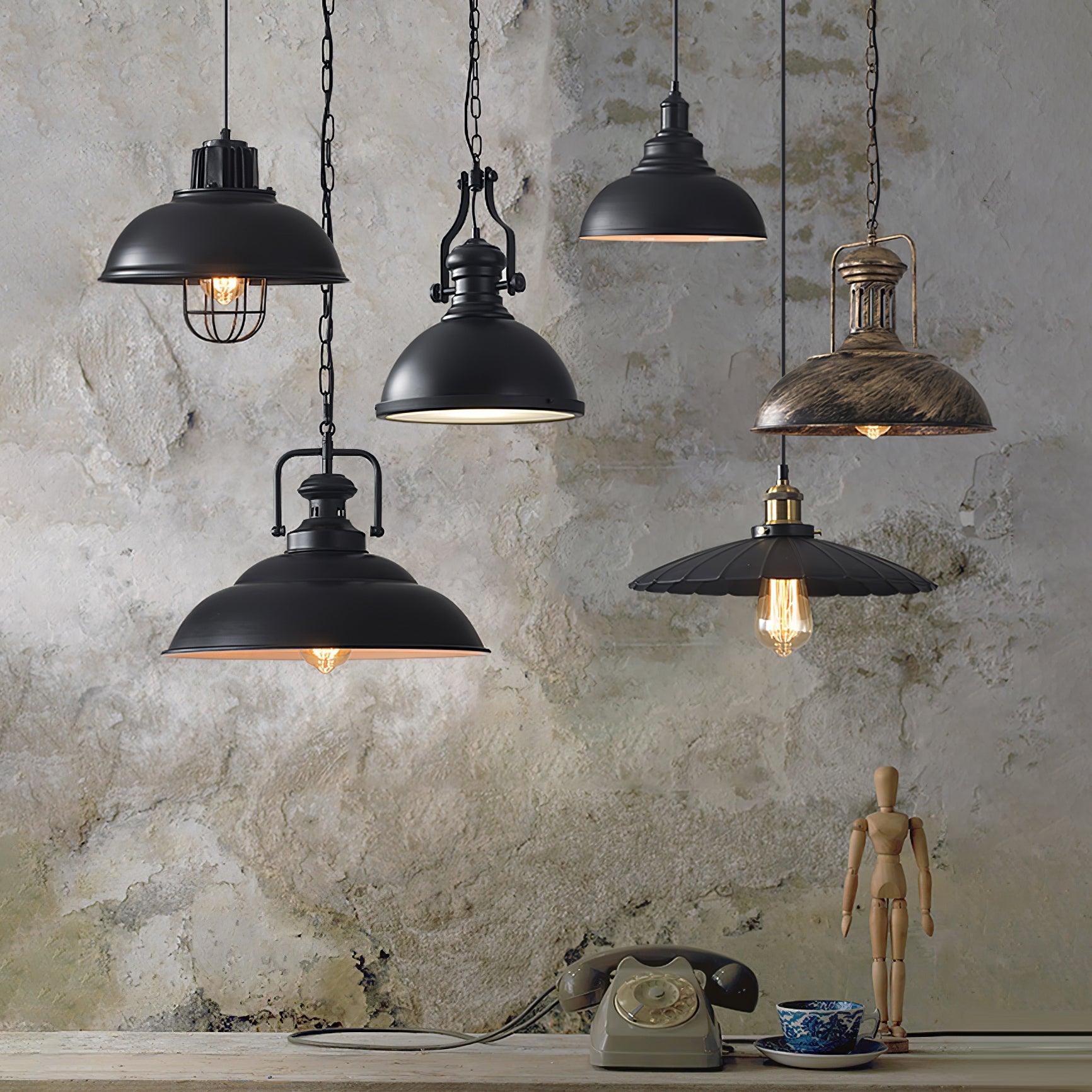 Retro Industrial Metal Ceiling Pendant Light Fixture for Kitchen Island and Dining Room