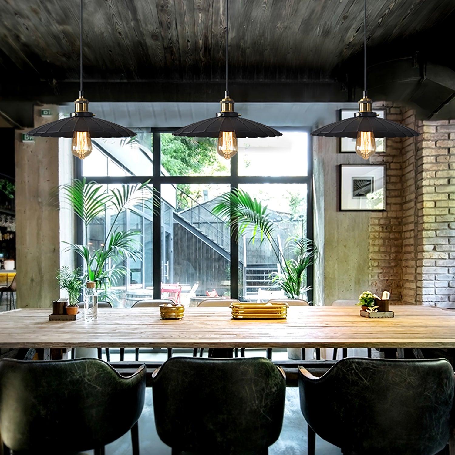Retro Industrial Metal Ceiling Pendant Light Fixture for Kitchen Island and Dining Room