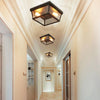 Retro Industrial Double Head LED Ceiling Light with Square Glass Shade for Hallway Balcony
