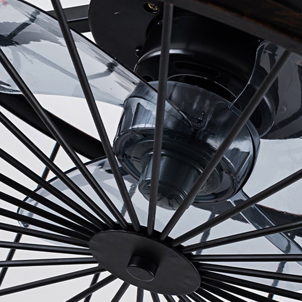 Vintage Industrial Cage Bladeless Ceiling Fan with Light and Remote Control 18 Inch Mute Fan
