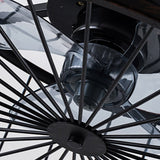 Vintage Industrial Cage Bladeless Ceiling Fan with Light and Remote Control 18 Inch Mute Fan