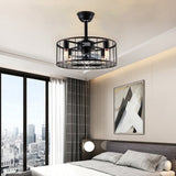 Vintage Industrial Cage Bladeless Ceiling Fan with Light and Remote Control 18 Inch Mute Fan