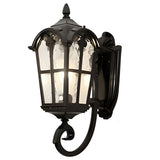 Retro Lantern Style Exterior Wall Lamp Waterproof Black Aluminum Outdoor Plug In Sconce