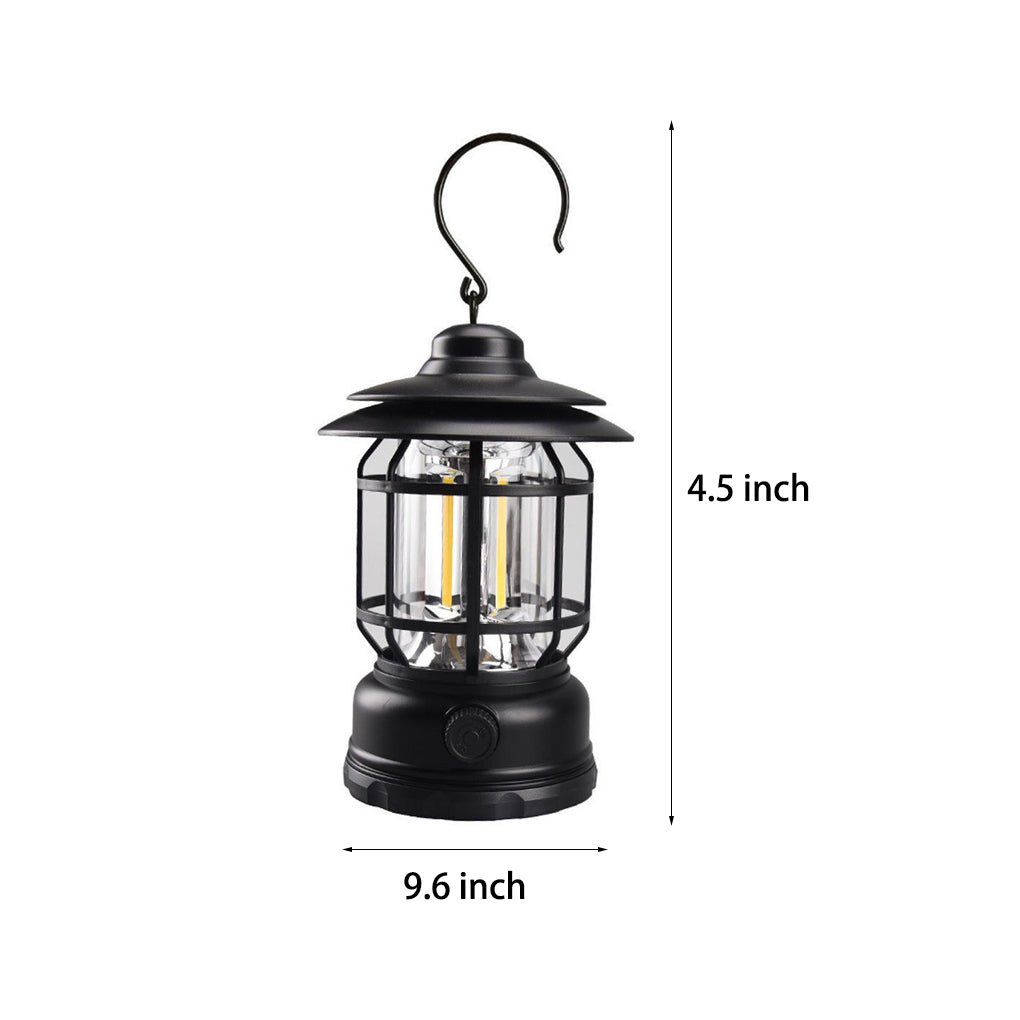 Retro LED Camping Lantern Waterproof Rechargeable Outdoor Hanging Light for Garden and Tents