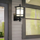 Retro Matte Black Outdoor Wall Sconce LED Waterproof Glass Lantern for Garden and Patio