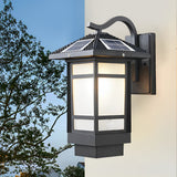 Retro Matte Black Outdoor Wall Sconce LED Waterproof Glass Lantern for Garden and Patio