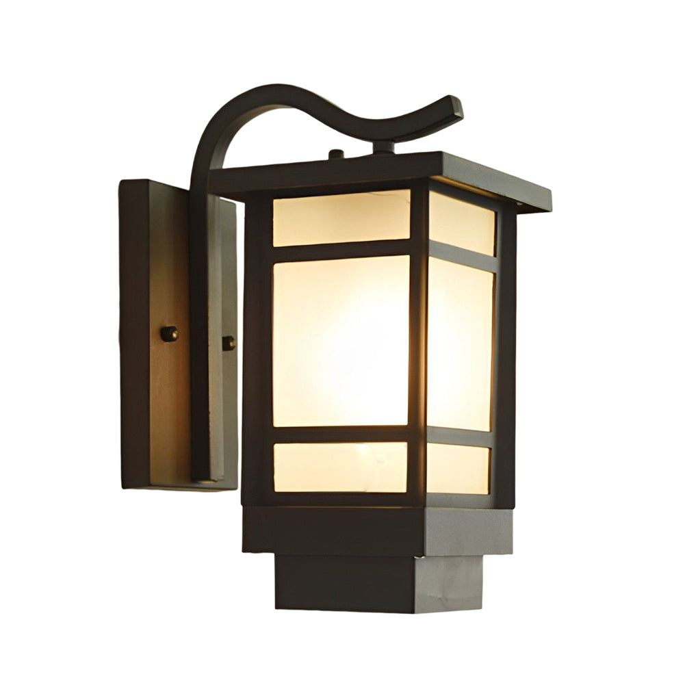 Retro Matte Black Outdoor Wall Sconce LED Waterproof Glass Lantern for Garden and Patio