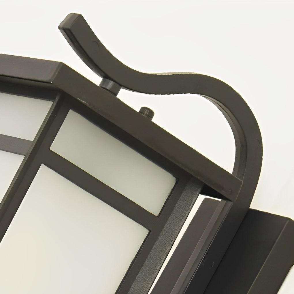 Retro Matte Black Outdoor Wall Sconce LED Waterproof Glass Lantern for Garden and Patio