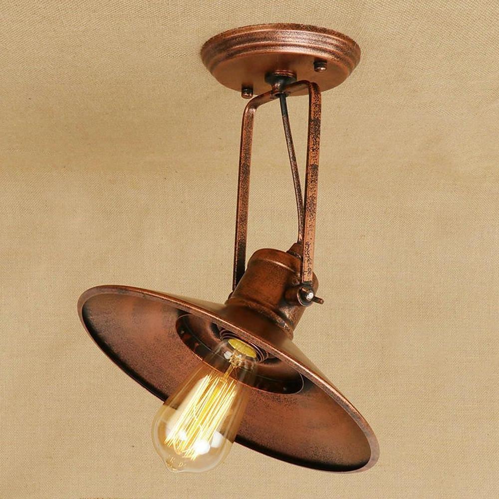 Retro Metal Coastal Pendant Light Fixture with Large Dynamic LED Bulb Country Style Hanging Lamp