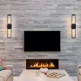 Retro Metal Frame Glass Wall Sconce Light with Dual E27 Sockets for Indoor Hallway Decor